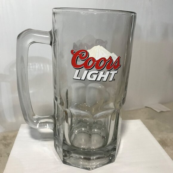 Coors Light Beer Mug Glass 7" Tall 4" Diameter Clear Glass Mancave Rockies - Picture 3 of 8